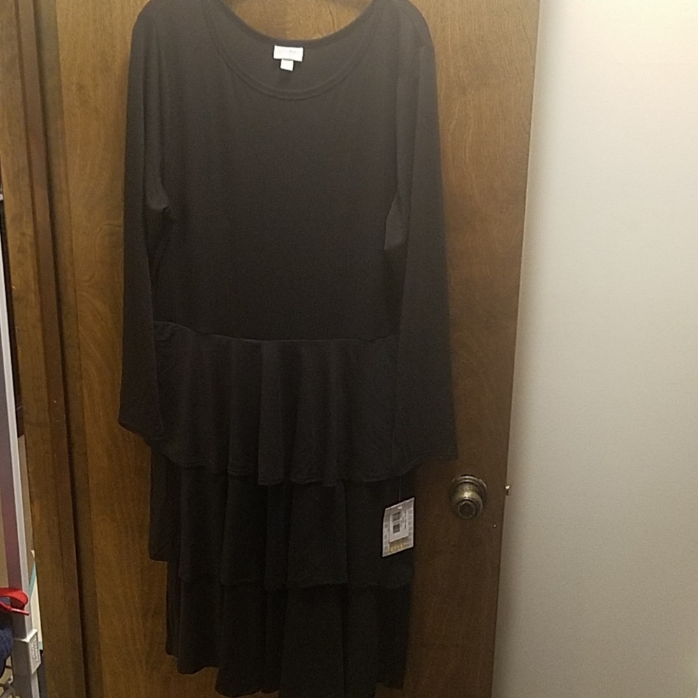 NWT 3XL Georgia black dress ruffle sleeve/hem